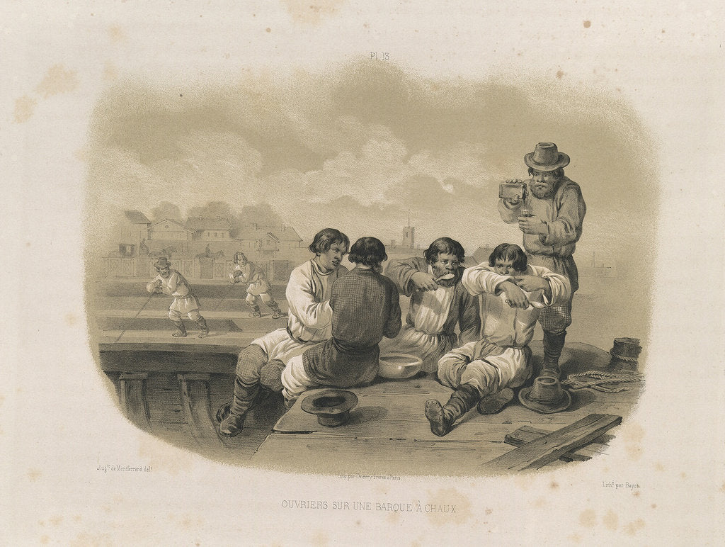 Detail of Builders on a boat by Auguste de Montferrand