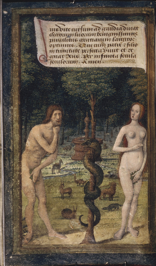 Detail of Adam and Eve (from Lettres bâtardes), ca 1490-1510 by Jean Poyet