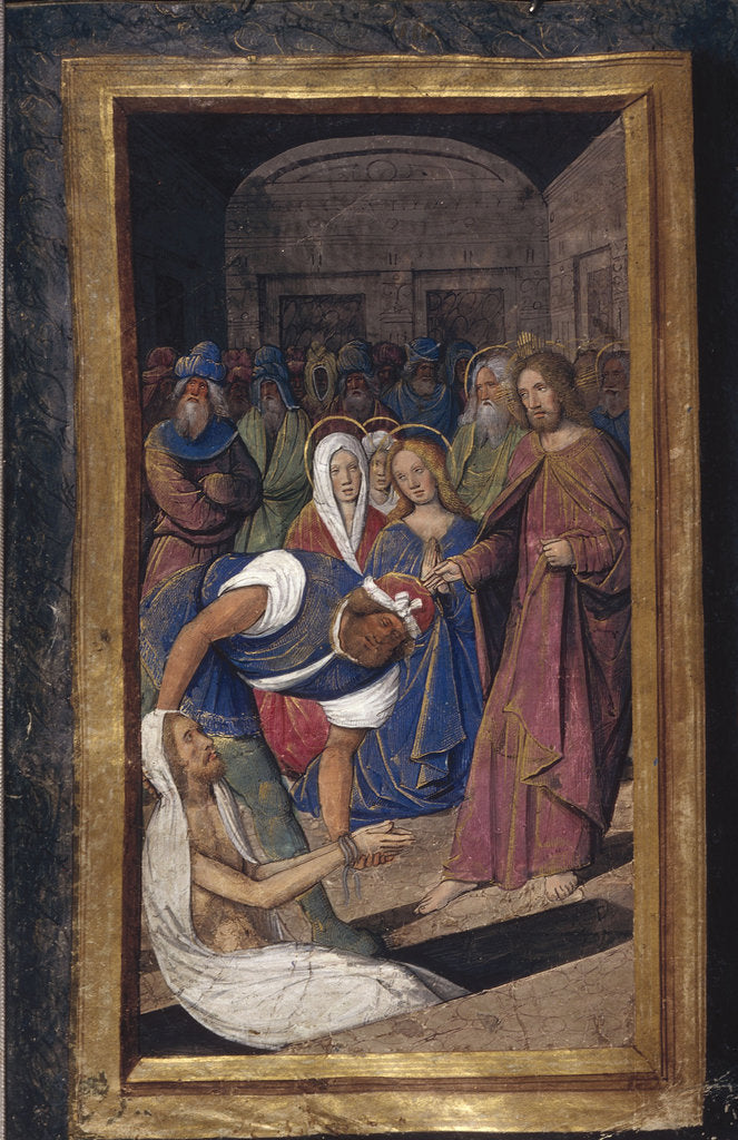Detail of The Resurrection of Lazarus (from Lettres bâtardes), ca 1490-1510 by Jean Poyet