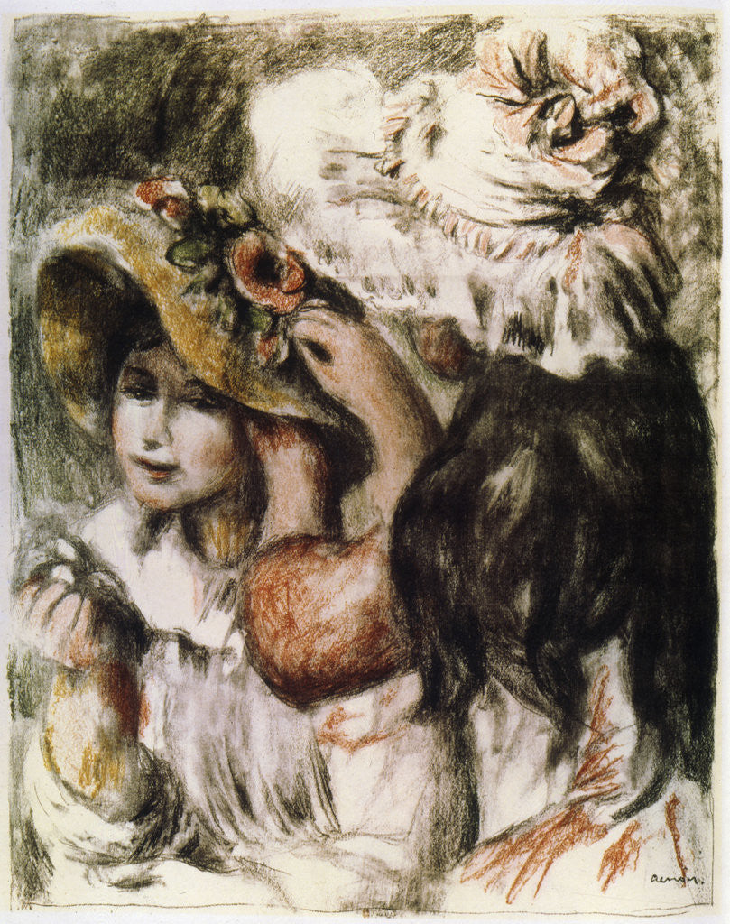 Detail of Le Chapeau Ã©pinglÃ© (Pinning the Hat) by Pierre-Auguste Renoir