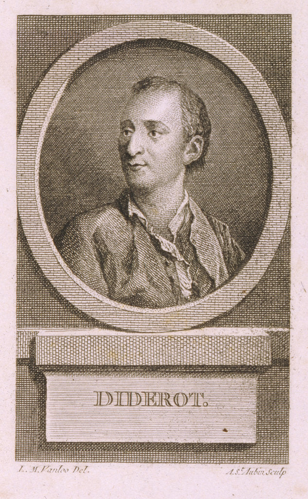 Detail of Portrait of Denis Diderot (1713?1784) by Augustin de Saint-Aubin