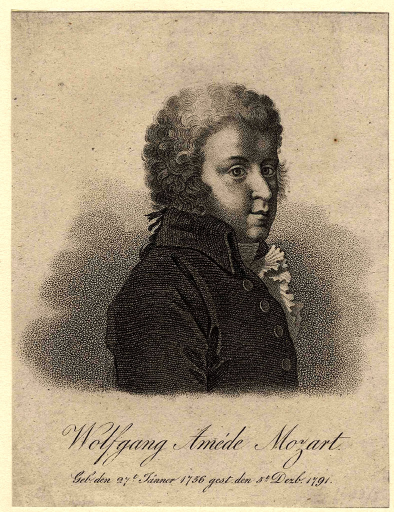 Detail of Portrait of the composer Wolfgang Amadeus Mozart, after 1824 by Pierre Alexandre Tardieu