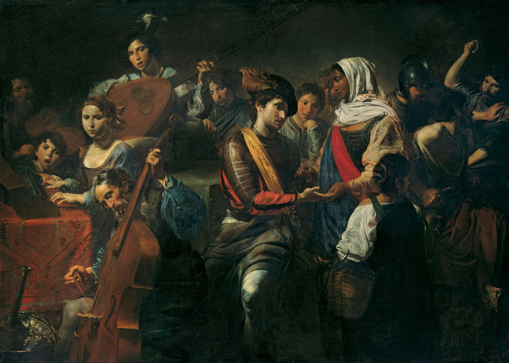 Detail of Merry Company with Fortune Teller, 1631 by Valentin de Boullogne