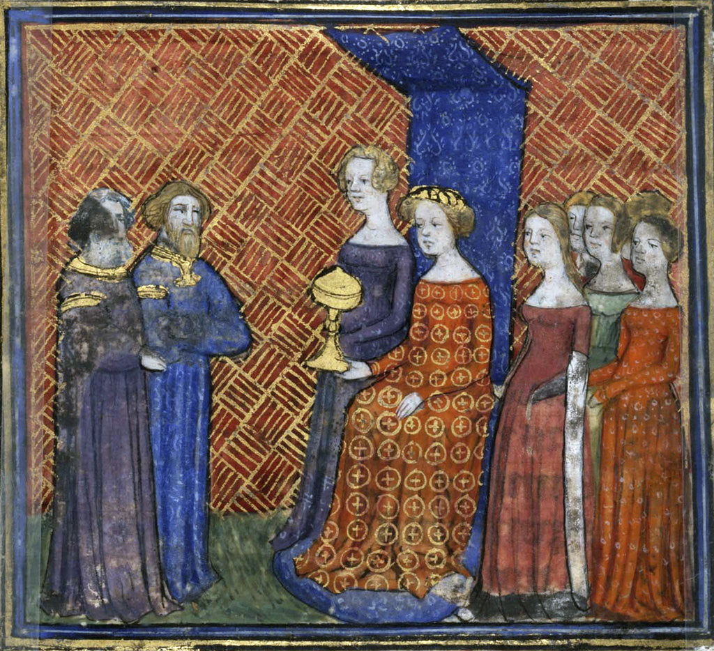 Detail of King Solomon Receiving the Queen of Sheba (from the Bible historiale by Guiart des Moulins) by Virgil Master