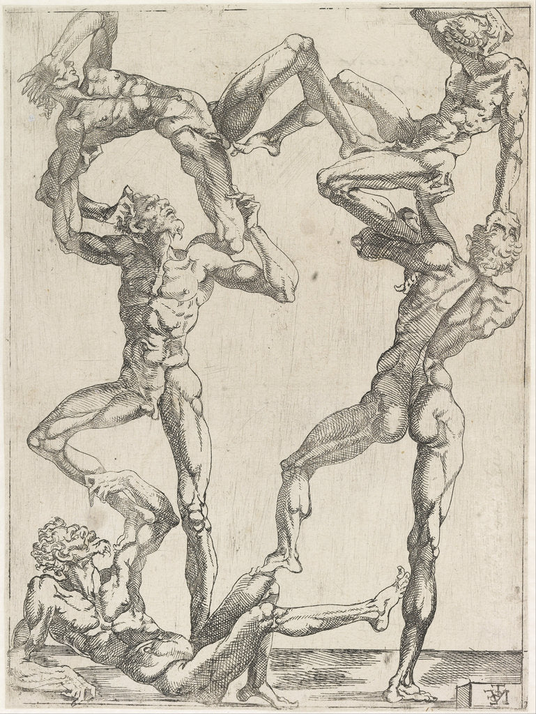 Detail of Pyramid of Five Men, ca 1543 by Juste de Juste