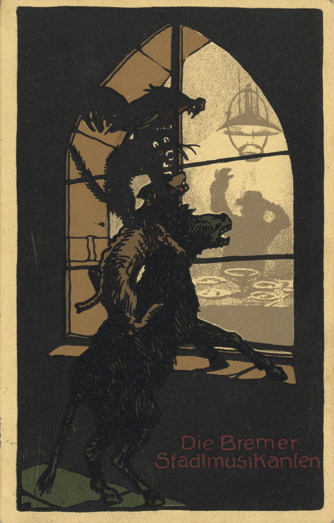 Detail of Title design of the book Town Musicians of Bremen by the Brothers Grimm, 1910s by Anonymous