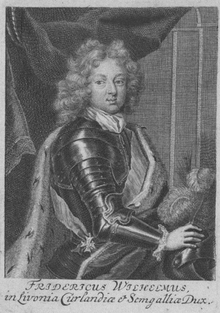 Detail of Portrait of Frederick William Kettler, Duke of Courland and Semigallia, c. 1710 by Johann Martin Bernigeroth