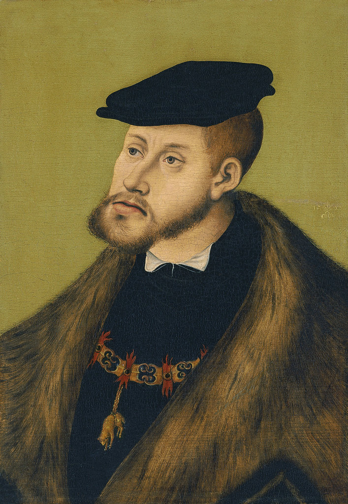 Detail of Portrait of the Emperor Charles V, 1533 by Lucas Cranach the Elder