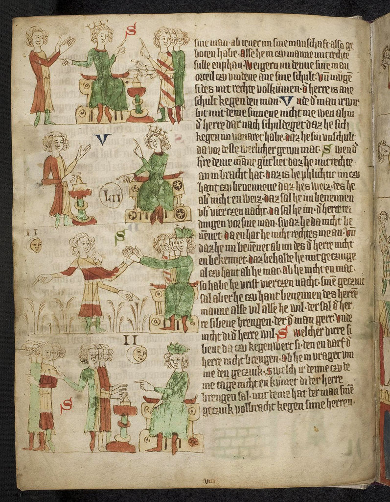 Detail of Feudal Law. Fom the Heidelberg Sachsenspiegel, 14th century by Eike von Repgow
