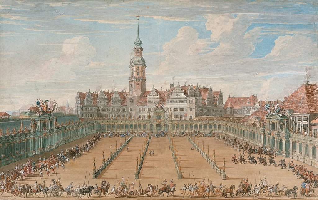 Detail of Parade of the Ladies Ring Races on Juny 6, 1709 in Dresden, 1710 by C. H. Fritzsche