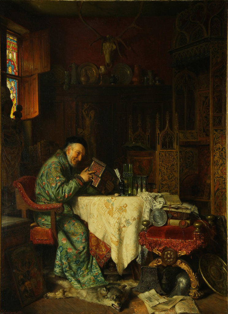 Detail of The Collector, 1880 by Eduard von Gruetzner