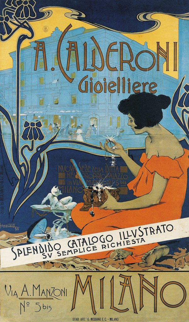 Detail of Jeweller A. Calderoni (A. Calderoni Gioielliere), Milano, 1898 by Adolfo Hohenstein
