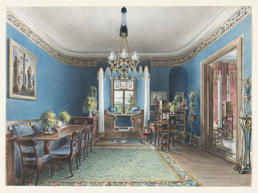 Detail of The Blue Room, Schloss Fischbach, 1846 by Friedrich Wilhelm Klose