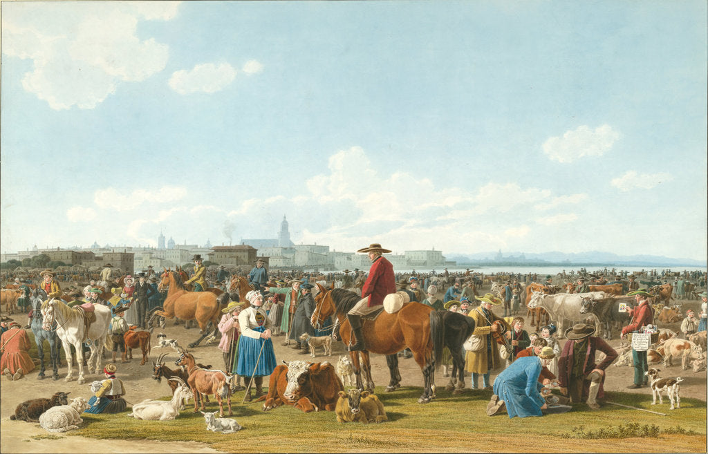 Detail of Cattle Market near Genua, 1820 by Wilhelm Ritter von Kobell