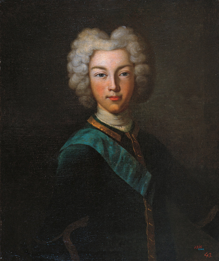 Detail of Portrait of the Tsar Peter II of Russia, End 1720s by Johann Paul Luedden