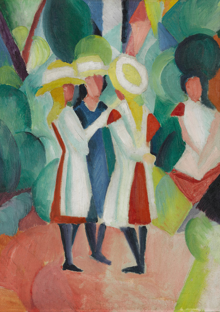 Detail of Three girls in yellow straw hats I, 1913 by August Macke