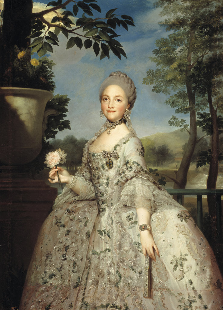 Detail of Portrait of Maria Luisa of Parma as Princess of Asturias, ca 1764-1765 by Anton Raphael Mengs