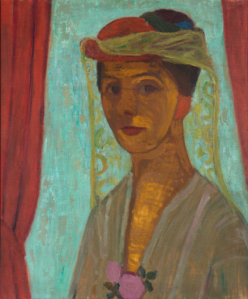 Detail of Self-portrait with hat and veil, 1906-1907 by Paula Modersohn-Becker
