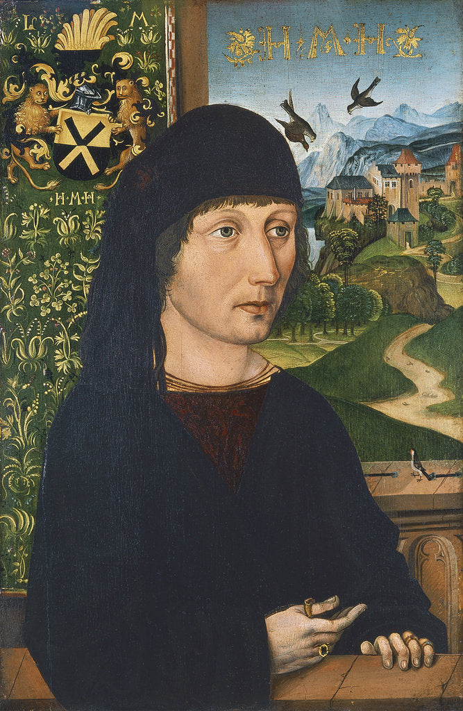 Detail of Portrait of Levinus Memminger, ca 1485 by Michael Wolgemut