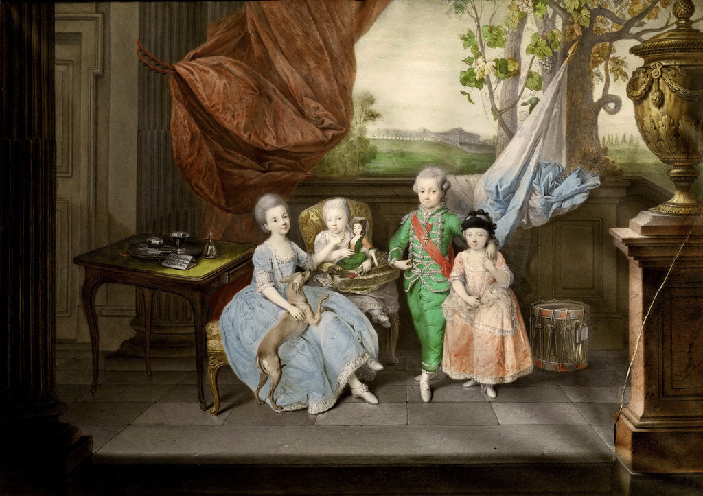 Detail of The children of Ferdinand of Parma (Louis, Carolina, Maria Antonia and Carlotta), 1778 by Johann Zoffani