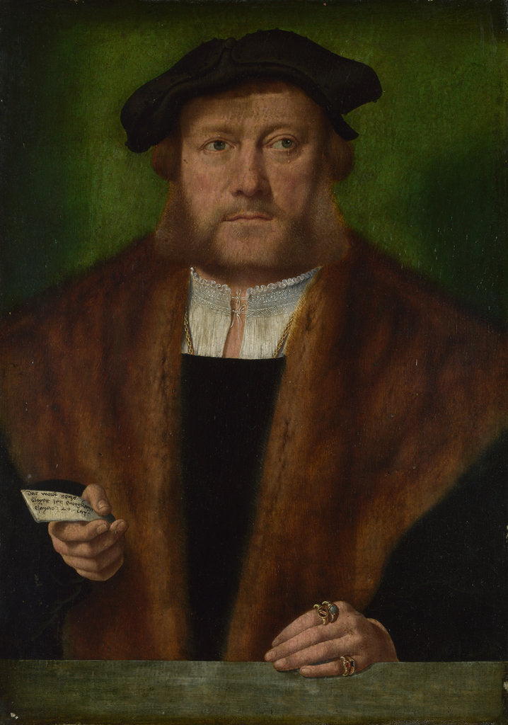 Detail of Portrait of a man, ca 1533-1534 by Bartholomaeus Bruyn the Elder