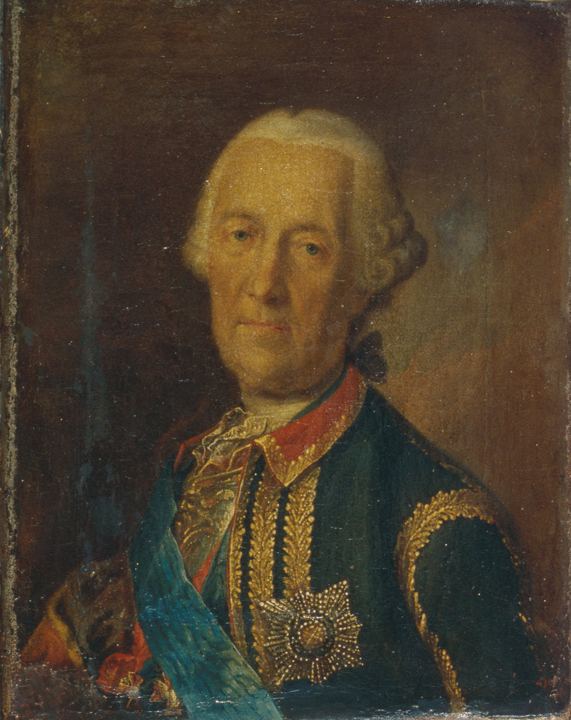 Detail of Portrait of the field marshal and politician Count Burkhard Christoph von Munnich, 1764 by Heinrich Buchholz