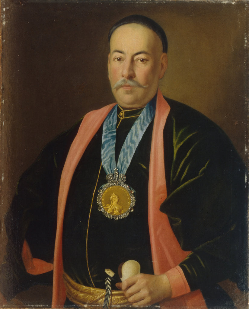 Detail of Portrait of Stepan Danilovich Yefremov, Ataman of the Don Cossack Host, 1765 by Carl Ludwig Johann Christineck