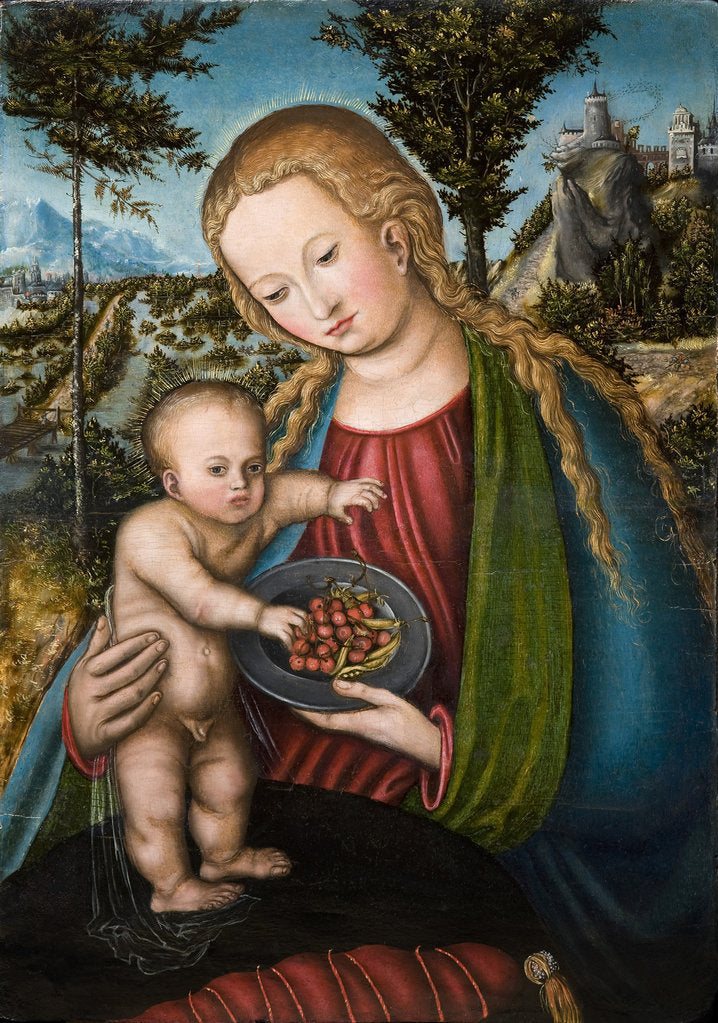 Detail of Virgin with Cherries, ca 1506 by Lucas Cranach the Elder