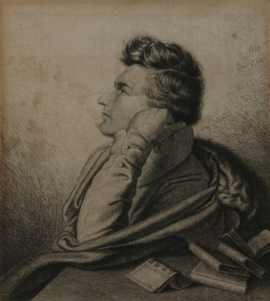 Detail of Portrait of the poet Heinrich Heine, 1827 by Ludwig Emil Grimm