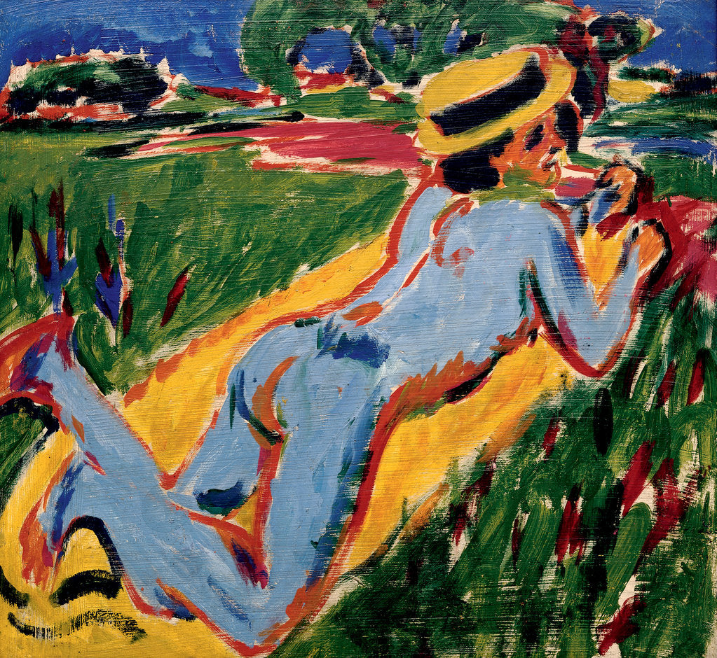 Recycling Blue Nude in a Straw Hat, 1909 by Ernst Ludwig Kirchner