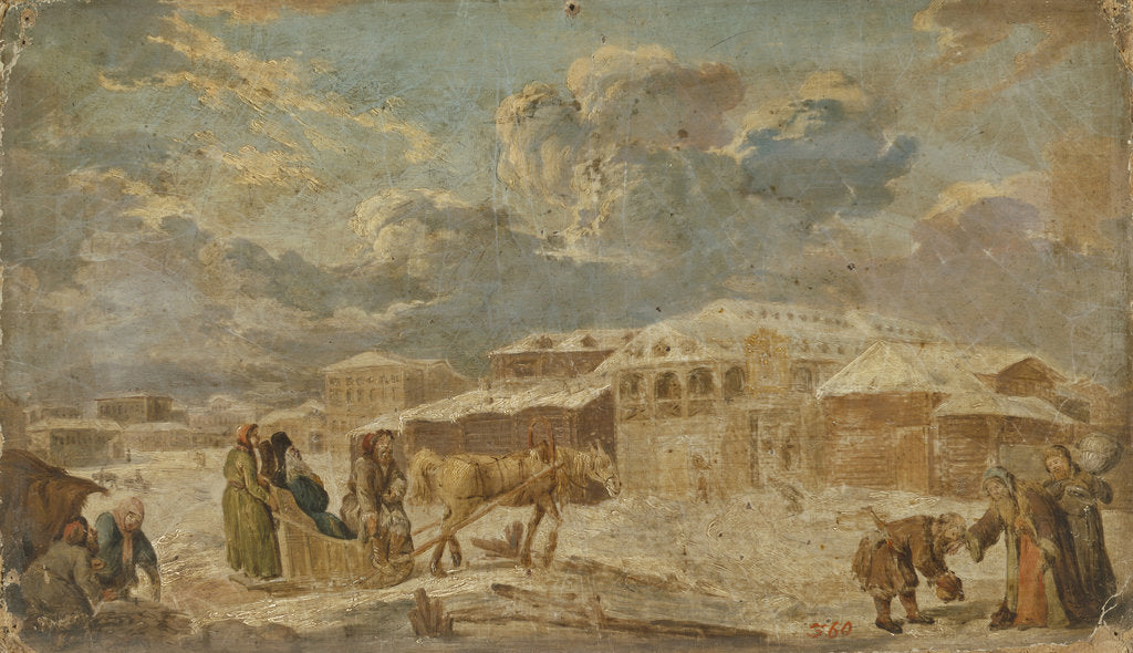 Detail of City Square in Winter, Second Half of the 18th cen by Karl Friedrich Knappe