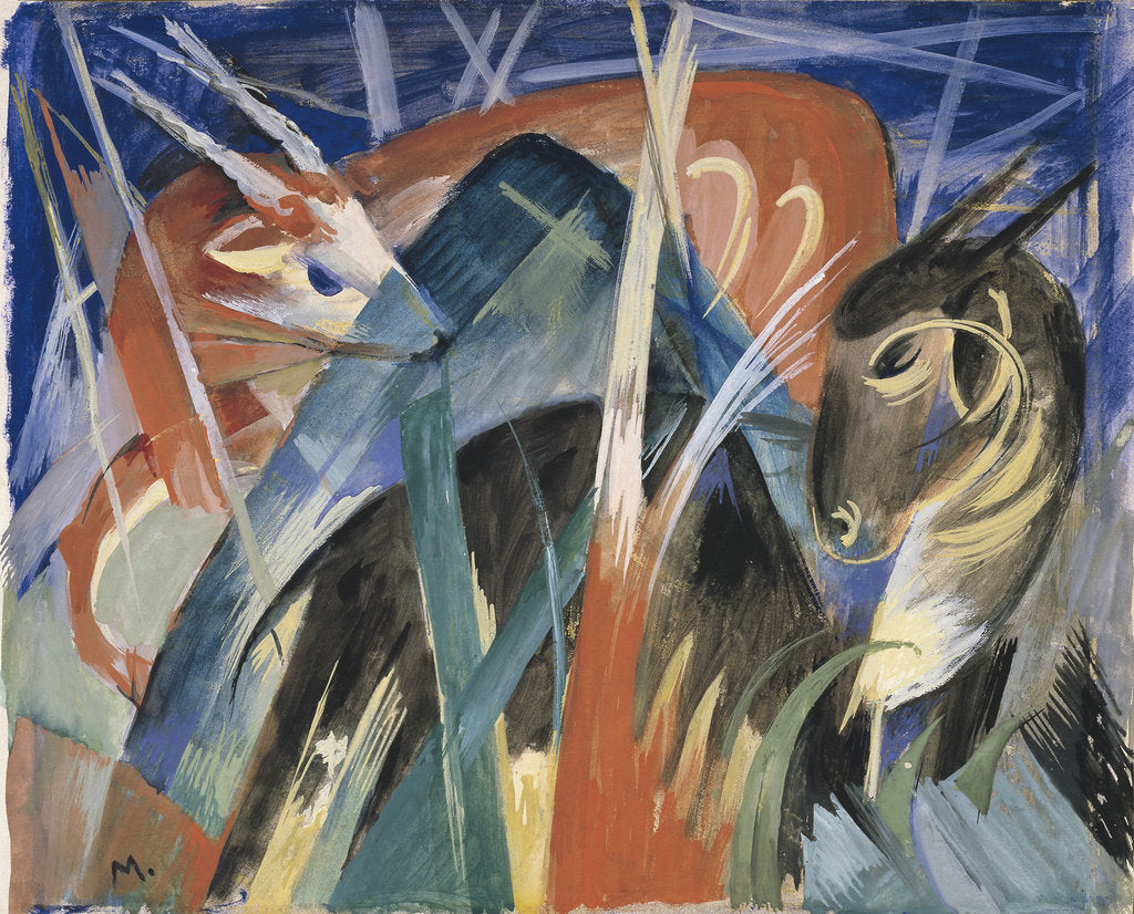 Detail of Fable Animals I (Composition with animals I), 1913 by Franz Marc
