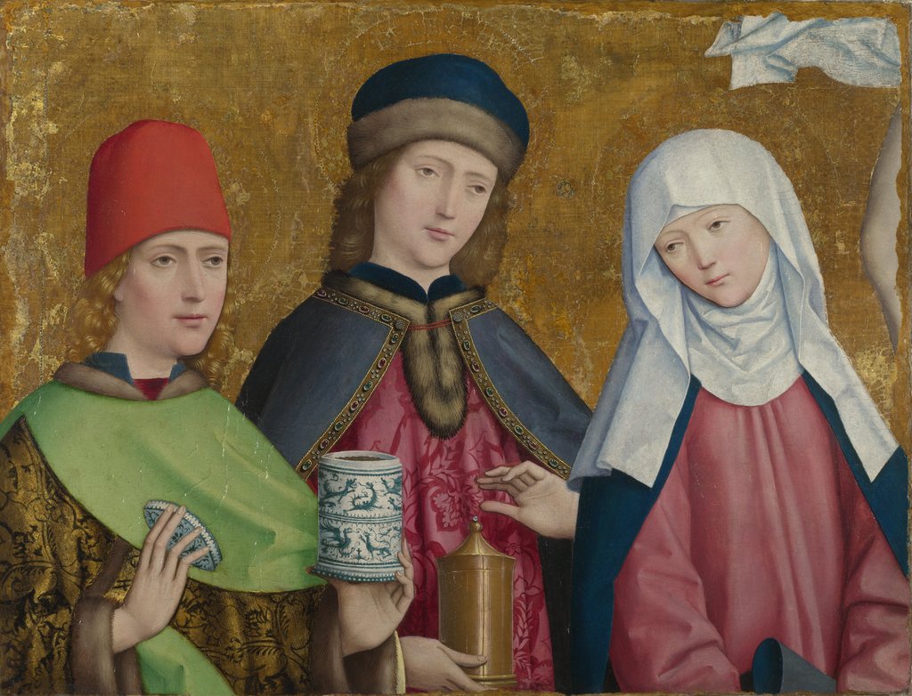 Detail of Saints Cosmas and Damian and the Virgin (The Liesborn Altarpiece), ca. 1470-1480 by Master of Liesborn