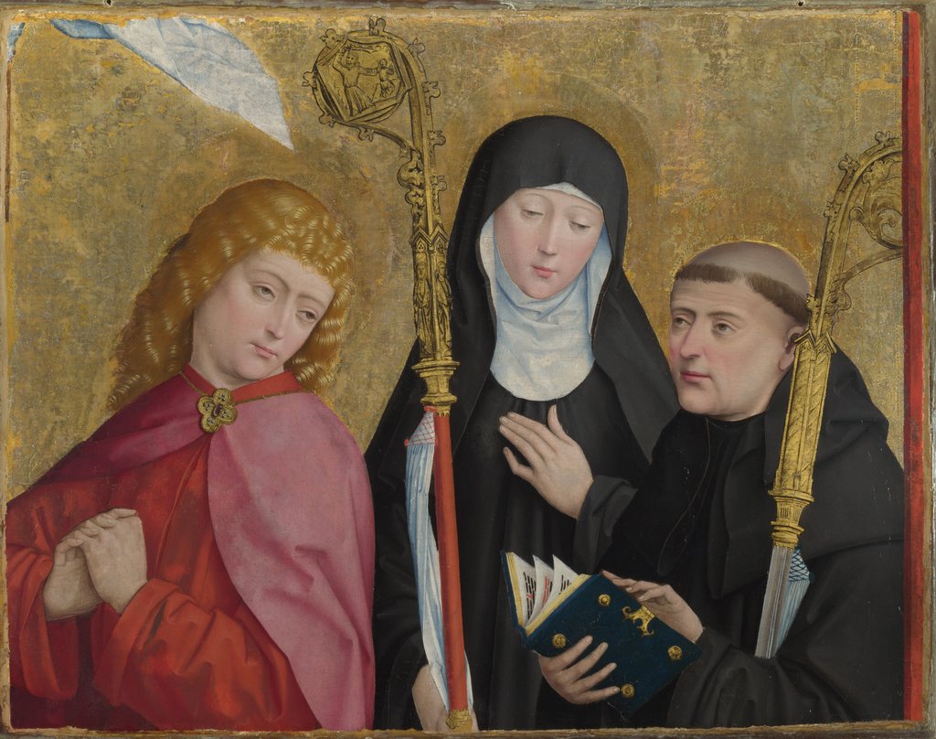 Detail of Saints John the Evangelist, Scholastica and Benedict (The Liesborn Altarpiece), ca. 1470-1480 by Master of Liesborn