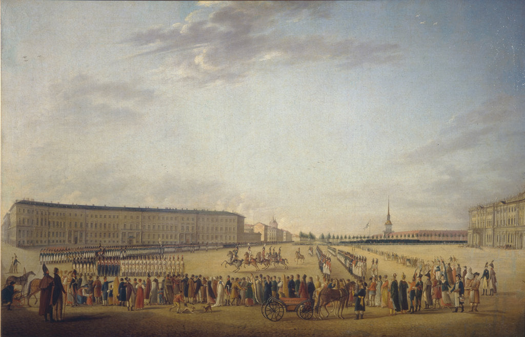 Detail of Changing of the Guard at the Palace Square in Saint Petersburg, c. 1800 by Johann Georg von Mayr