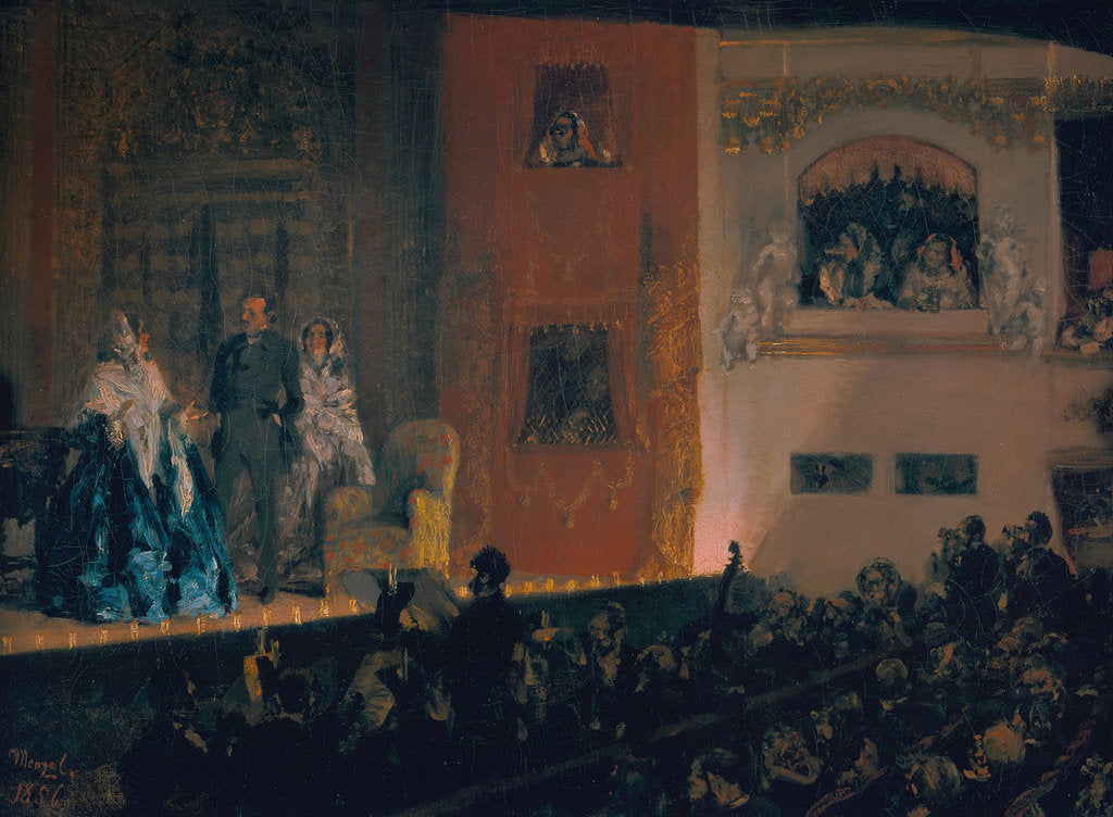 Detail of Théâtre du Gymnase in Paris, 1856 by Adolph Friedrich von Menzel