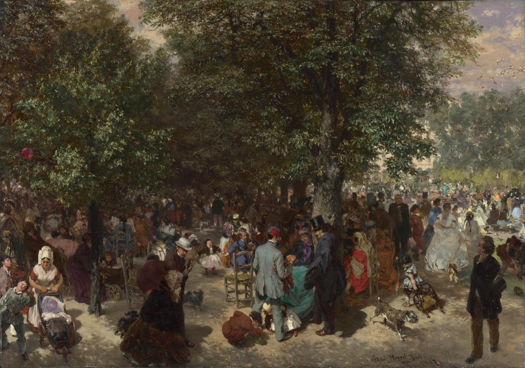 Detail of Afternoon in the Tuileries Gardens, 1867 by Adolph Friedrich von Menzel