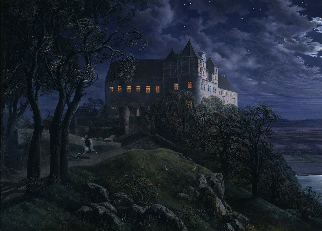 Detail of Castle Scharfenberg at Night, 1827 by Ernst Ferdinand Oehme