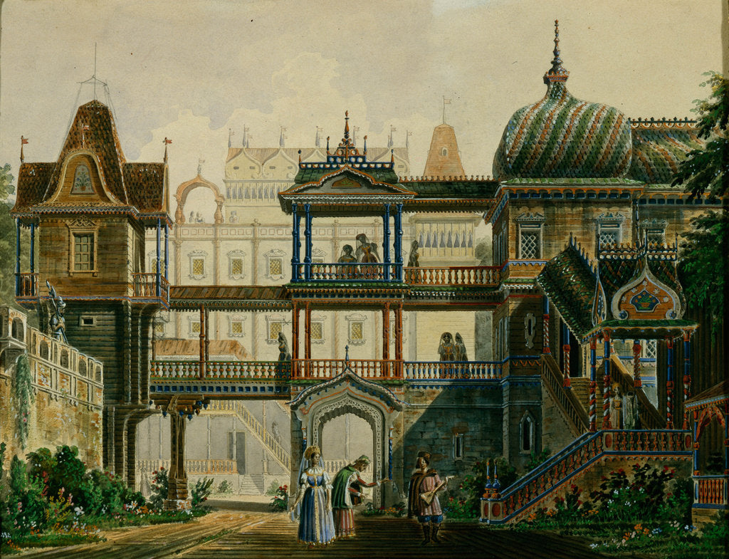 Detail of Stage design for the opera Askolds Grave by A. Verstovski, 1841 by Andreas Leonhard Roller