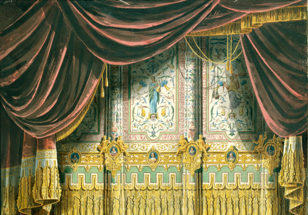 Detail of Sketch for the curtain for the Michael Theatre in Saint Petersburg, 1852 by Andreas Leonhard Roller