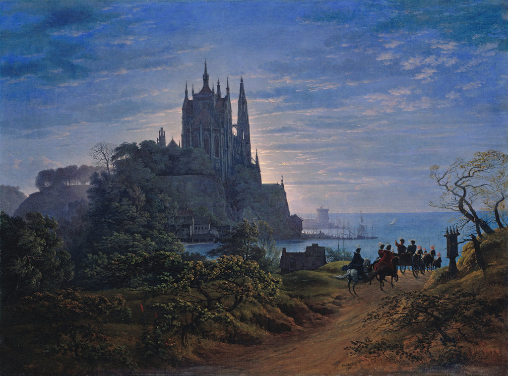 Detail of Gothic Church on a Rock by the Sea, 1815 by Karl Friedrich Schinkel