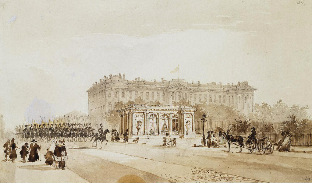 Detail of View of the Anichkov Palace in St Petersburg, 1843 by Johann Baptist Weiss