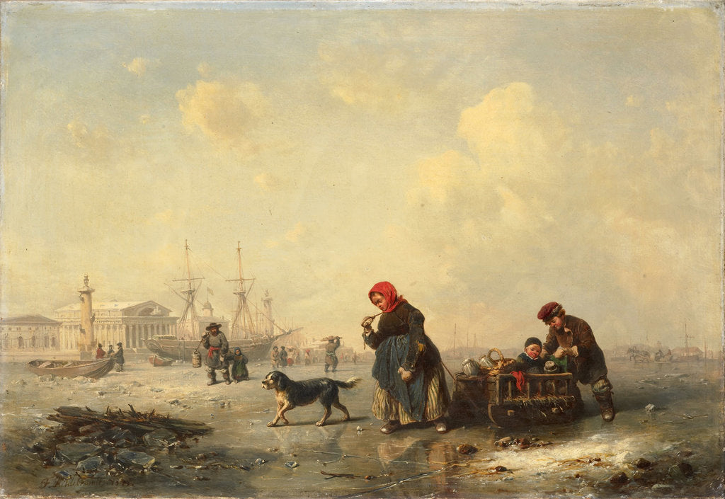 Detail of Neva in Saint Petersburg in Winter, 1844 by Ferdinand Theodor Hildebrandt