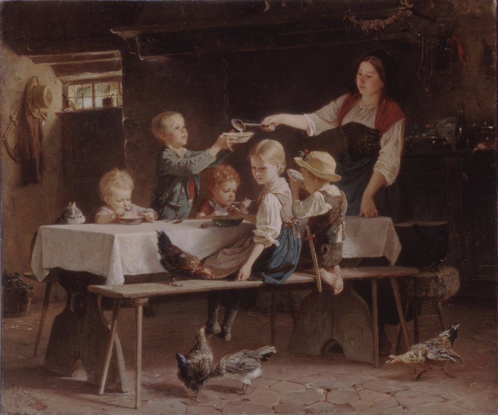 Detail of Kids at Lunch, 1857 by Marc Louis Benjamin Vautier the Elder