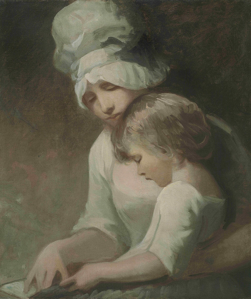 Detail of A Mother and Child Reading (Mrs Cumberland and her son) by George Romney
