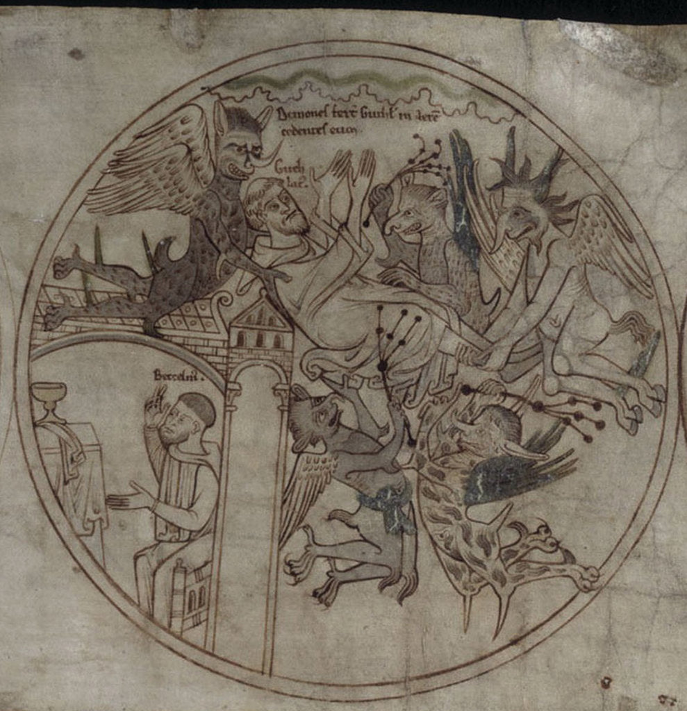 Detail of Demons attack Guthlac (Manuscript The life of Saint Guthlac), Early 12th century by Anonymous