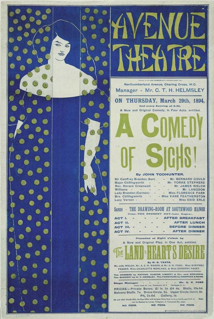 Detail of Avenue Theater, A Comedy of Sighs! (Poster), 1894 by Aubrey Beardsley