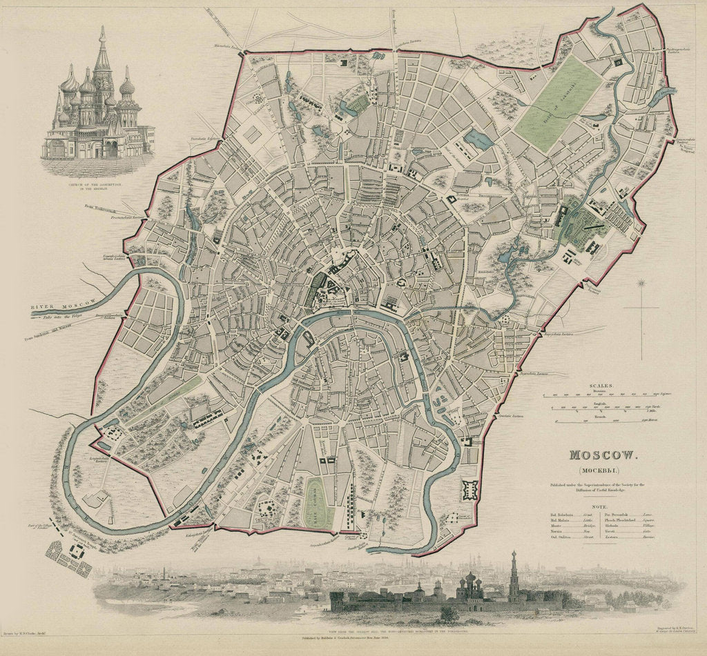 Detail of Map of Moscow, 1836 by W.B. Clarke