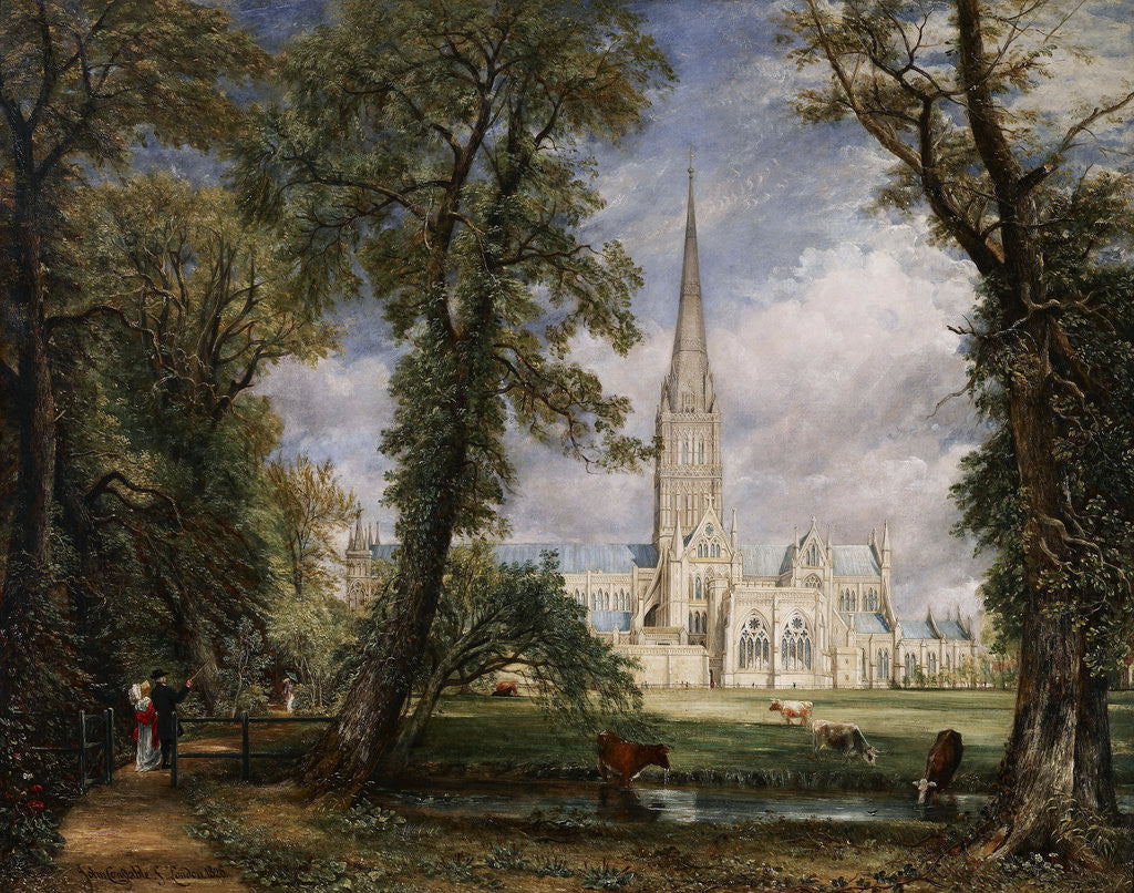 Detail of Salisbury Cathedral from the Bishop's Garden by John Constable