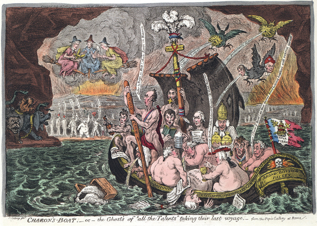 Detail of Charons Boat or The Ghosts of all the Talents taking their last voyage, 1807 by James Gillray